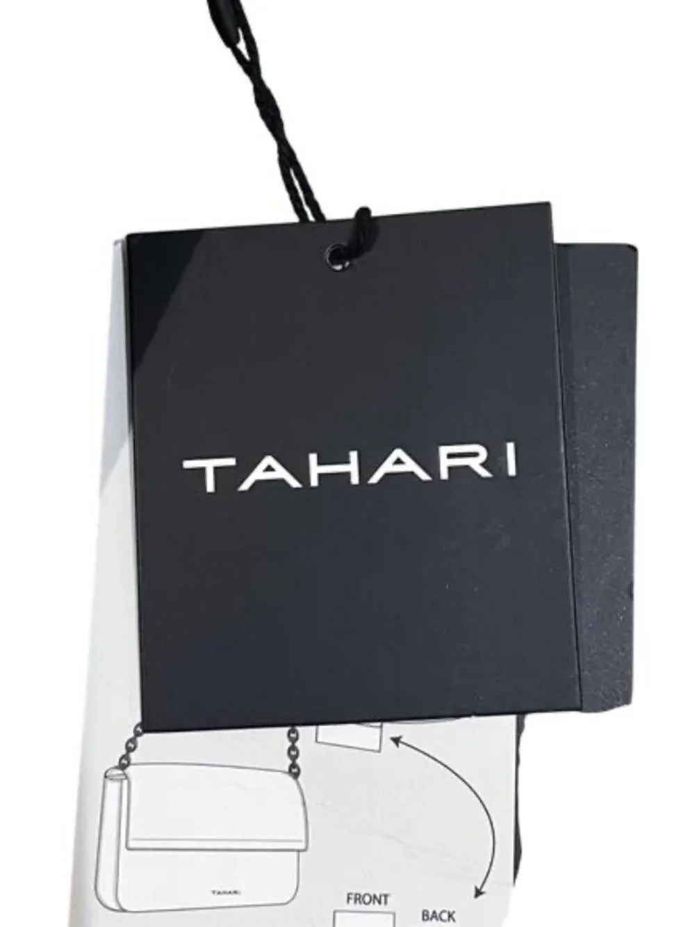 Tahari Essex St Sling Bag Small Black Emboss Stripe Faux Leather Belt